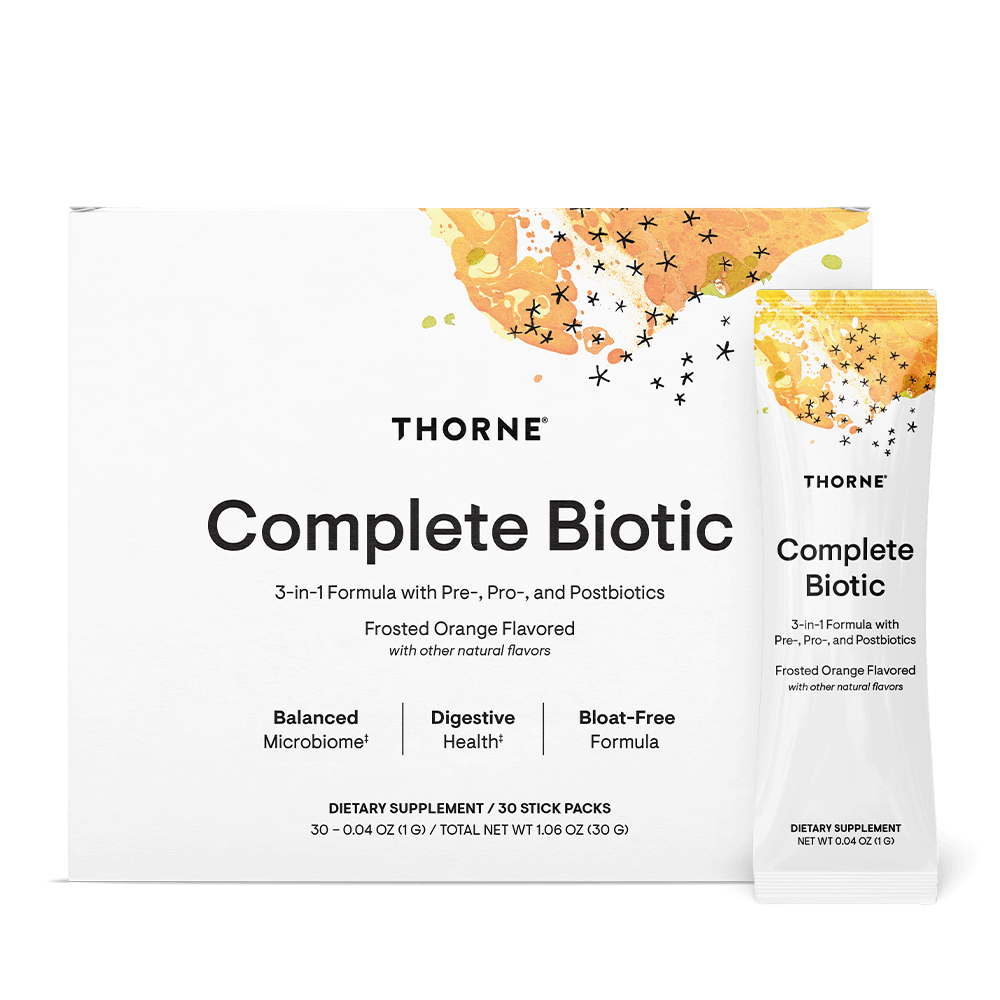 Thorne Complete Biotic 3-in-1 Frosted Orange 30 stick packs dietary supplement